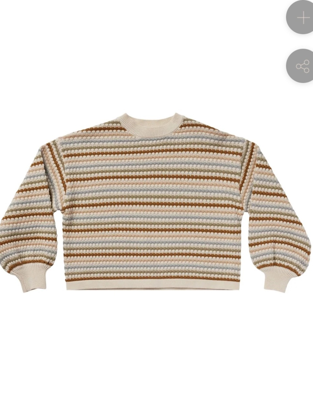 Rylee + Cru BOXY CROP SWEATER HONEYCOMB STRIPE 6-7